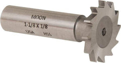 Made in USA - 1-1/8" Diam x 1/8" Face Width, High Speed Steel, 16 Teeth, Shank Connection Woodruff Keyseat Cutter - Uncoated, 2-3/16" OAL x 1/2" Shank, Straight Teeth - Industrial Tool & Supply