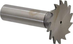 Made in USA - 1-1/4" Diam x 1/16" Face Width, High Speed Steel, 18 Teeth, Shank Connection Woodruff Keyseat Cutter - Uncoated, 2-3/16" OAL x 1/2" Shank, Straight Teeth - Industrial Tool & Supply