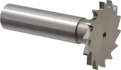 Made in USA - 1-1/4" Diam x 3/32" Face Width, High Speed Steel, 18 Teeth, Shank Connection Woodruff Keyseat Cutter - Uncoated, 2-3/16" OAL x 1/2" Shank, Straight Teeth - Industrial Tool & Supply