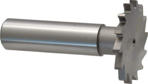 Made in USA - 1-1/4" Diam x 7/64" Face Width, High Speed Steel, 18 Teeth, Shank Connection Woodruff Keyseat Cutter - Uncoated, 2-3/16" OAL x 1/2" Shank, Straight Teeth - Industrial Tool & Supply
