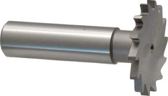 Made in USA - 1-1/4" Diam x 7/64" Face Width, High Speed Steel, 18 Teeth, Shank Connection Woodruff Keyseat Cutter - Uncoated, 2-3/16" OAL x 1/2" Shank, Straight Teeth - Industrial Tool & Supply