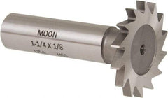 Made in USA - 1-1/4" Diam x 1/8" Face Width, High Speed Steel, 18 Teeth, Shank Connection Woodruff Keyseat Cutter - Uncoated, 2-3/16" OAL x 1/2" Shank, Straight Teeth - Industrial Tool & Supply