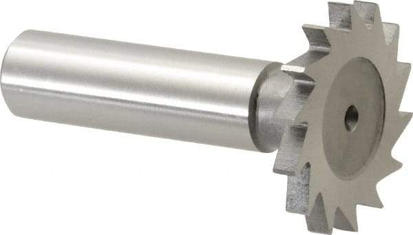 Made in USA - 1-1/4" Diam x 9/64" Face Width, High Speed Steel, 18 Teeth, Shank Connection Woodruff Keyseat Cutter - Uncoated, 2-3/16" OAL x 1/2" Shank, Straight Teeth - Industrial Tool & Supply