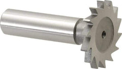 Made in USA - 1-1/4" Diam x 9/64" Face Width, High Speed Steel, 18 Teeth, Shank Connection Woodruff Keyseat Cutter - Uncoated, 2-3/16" OAL x 1/2" Shank, Straight Teeth - Industrial Tool & Supply
