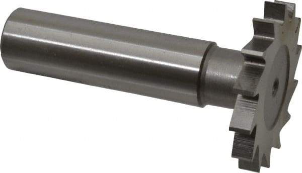 Made in USA - 1-1/4" Diam x 5/32" Face Width, High Speed Steel, 18 Teeth, Shank Connection Woodruff Keyseat Cutter - Uncoated, 2-3/16" OAL x 1/2" Shank, Straight Teeth - Industrial Tool & Supply