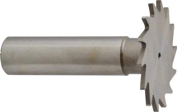 Made in USA - 1-3/8" Diam x 1/16" Face Width, High Speed Steel, 18 Teeth, Shank Connection Woodruff Keyseat Cutter - Uncoated, 2-1/4" OAL x 1/2" Shank, Straight Teeth - Industrial Tool & Supply