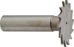 Made in USA - 1-3/8" Diam x 1/16" Face Width, High Speed Steel, 18 Teeth, Shank Connection Woodruff Keyseat Cutter - Uncoated, 2-1/4" OAL x 1/2" Shank, Straight Teeth - Industrial Tool & Supply