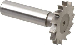 Made in USA - 1-3/8" Diam x 11/64" Face Width, High Speed Steel, 18 Teeth, Shank Connection Woodruff Keyseat Cutter - Uncoated, 2-1/4" OAL x 1/2" Shank, Straight Teeth - Industrial Tool & Supply