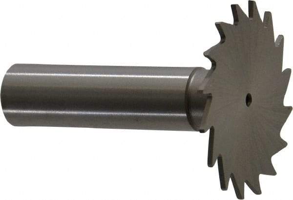 Made in USA - 1-1/2" Diam x 3/64" Face Width, High Speed Steel, 20 Teeth, Shank Connection Woodruff Keyseat Cutter - Uncoated, 2-1/4" OAL x 1/2" Shank, Straight Teeth - Industrial Tool & Supply
