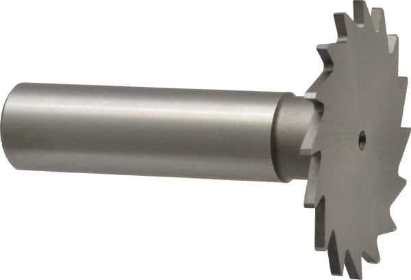 Made in USA - 1-1/2" Diam x 1/16" Face Width, High Speed Steel, 20 Teeth, Shank Connection Woodruff Keyseat Cutter - Uncoated, 2-1/4" OAL x 1/2" Shank, Straight Teeth - Industrial Tool & Supply