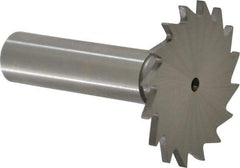 Made in USA - 1-1/2" Diam x 5/64" Face Width, High Speed Steel, 20 Teeth, Shank Connection Woodruff Keyseat Cutter - Uncoated, 2-1/4" OAL x 1/2" Shank, Straight Teeth - Industrial Tool & Supply