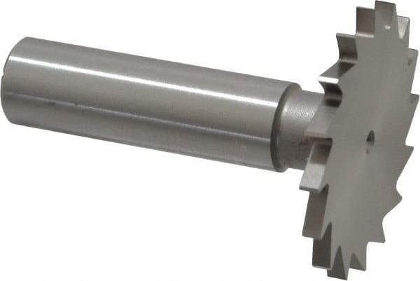 Made in USA - 1-1/2" Diam x 7/64" Face Width, High Speed Steel, 20 Teeth, Shank Connection Woodruff Keyseat Cutter - Uncoated, 2-1/4" OAL x 1/2" Shank, Straight Teeth - Industrial Tool & Supply