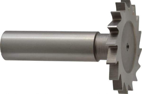 Made in USA - 1-1/2" Diam x 5/32" Face Width, High Speed Steel, 20 Teeth, Shank Connection Woodruff Keyseat Cutter - Uncoated, 2-1/4" OAL x 1/2" Shank, Straight Teeth - Industrial Tool & Supply