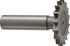 Made in USA - 1-1/2" Diam x 5/32" Face Width, High Speed Steel, 20 Teeth, Shank Connection Woodruff Keyseat Cutter - Uncoated, 2-1/4" OAL x 1/2" Shank, Straight Teeth - Industrial Tool & Supply