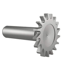 Made in USA - 1-1/2" Diam x 3/16" Face Width, High Speed Steel, 20 Teeth, Shank Connection Woodruff Keyseat Cutter - Uncoated, 2-1/4" OAL x 1/2" Shank, Straight Teeth - Industrial Tool & Supply
