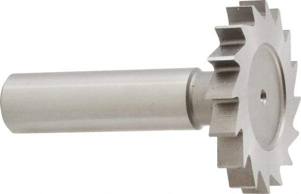 Made in USA - 1-1/2" Diam x 7/32" Face Width, High Speed Steel, 20 Teeth, Shank Connection Woodruff Keyseat Cutter - Uncoated, 2-1/4" OAL x 1/2" Shank, Straight Teeth - Industrial Tool & Supply