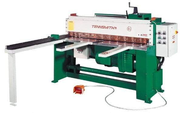 Tennsmith - 73 Inch Long Blade, Electric Power Floor Shear - 92 Inch Wide x 27 Inch Deep x 56 Inch High, 0.0787 Inch Stainless Steel Capacity, 0.1378 Inch Mild Steel Capacity, 30 Inch Back Gauge Range - Industrial Tool & Supply