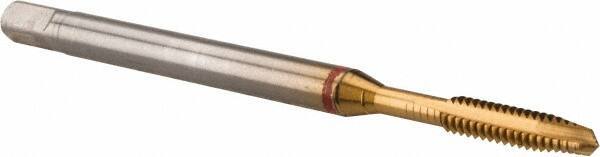 Guhring - #4-40 UNC, 3 Flute, TiN Finish, Powdered Metal Spiral Point Tap - Plug Chamfer, Right Hand Thread, 2.205" OAL, 5/16" Thread Length, 0.141" Shank Diam, 2B Class of Fit, Series 3992 - Exact Industrial Supply