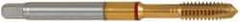 Guhring - 1/4-20 UNC, 3 Flute, TiN Finish, Powdered Metal Spiral Point Tap - Plug Chamfer, Right Hand Thread, 3.15" OAL, 5/8" Thread Length, 0.255" Shank Diam, 2B Class of Fit, Series 3992 - Exact Industrial Supply