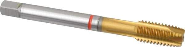 Guhring - 1/2-13 UNC, 4 Flute, TiN Finish, Powdered Metal Spiral Point Tap - Plug Chamfer, Right Hand Thread, 4.331" OAL, 15/16" Thread Length, 0.367" Shank Diam, 2B Class of Fit, Series 3992 - Exact Industrial Supply