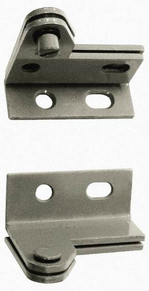 Stanley - 1-1/2" Long x 1.06" Wide x 11/84" Thick, Satin Chrome Finish Steel, Right Hand Wardrobe Pivot Hinge - 1/4" Pin Diam, 4 Holes, 1-1/8 Min Door Thickness, 75 Lb Capacity, 1" Leaf Height - Industrial Tool & Supply