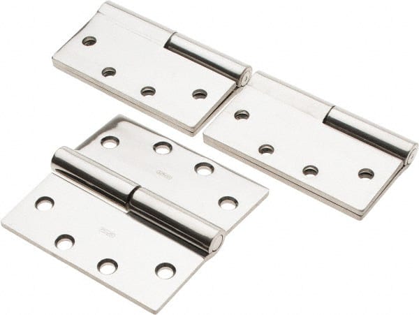 Stanley - 4-1/2" Long x 4-1/2" Wide 304 Stainless Steel Full Mortise Commercial Hinge - Industrial Tool & Supply