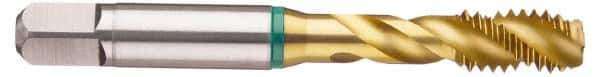 Guhring - #8-32 UNC, 3 Flute, 40° Helix, Modified Bottoming Chamfer, TiN Finish, Cobalt Spiral Flute STI Tap - Right Hand Flute, 2.38" OAL, 0.22" Shank Diam, 3B Class of Fit, Series 3988 - Exact Industrial Supply