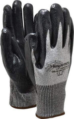HexArmor - Size XL (10), ANSI Cut Lvl A8, Puncture Lvl 5, Nitrile Coated Cut & Puncture Resistant Gloves - Palm & Fingers Coated, SuperFabric/HPPE Lining, Knit Wrist, Gray/Black, Paired - Industrial Tool & Supply