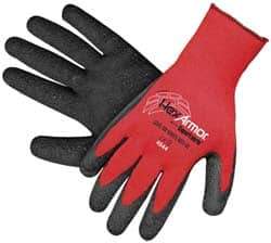 HexArmor - Size S (7), ANSI Cut Lvl A7, Puncture Lvl 5, Rubber Coated Cut & Puncture Resistant Gloves - Palm & Fingers Coated, SuperFabric/Cotton Lining, Knit Wrist, Red/Black, Paired - Industrial Tool & Supply