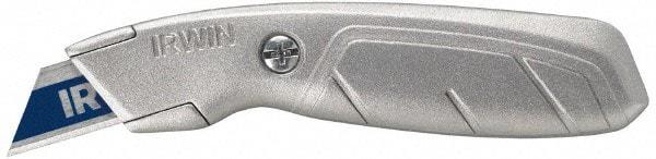Irwin - Fixed Utility Knife - 2-1/4" Blade, Silver Aluminum Handle, 1 Blade Included - Industrial Tool & Supply
