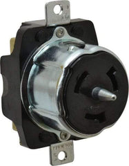 Hubbell Wiring Device-Kellems - 480 VAC, 50 Amp, Self Grounding Receptacle - 3 Poles, 4 Wire, Female End, Black - Industrial Tool & Supply