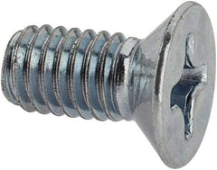 Value Collection - M6x1.00 Metric Coarse, 12mm OAL Phillips Drive Machine Screw - Flat Head, Grade 4.8 Steel, Zinc-Plated Finish, Without Washer - Industrial Tool & Supply