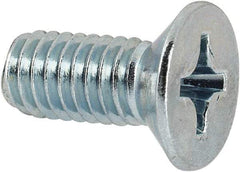 Value Collection - M6x1.00 Metric Coarse, 14mm OAL Phillips Drive Machine Screw - Flat Head, Grade 4.8 Steel, Zinc-Plated Finish, Without Washer - Industrial Tool & Supply