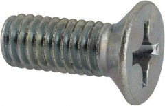 Value Collection - M6x1.00 Metric Coarse, 16mm OAL Phillips Drive Machine Screw - Flat Head, Grade 4.8 Steel, Zinc-Plated Finish, Without Washer - Industrial Tool & Supply