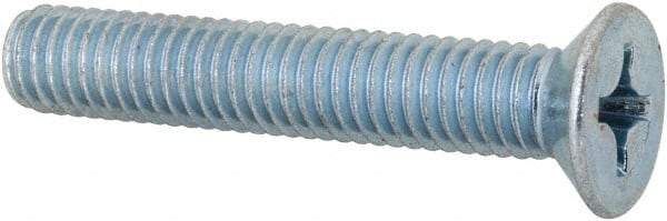 Value Collection - M6x1.00 Metric Coarse, 35mm OAL Phillips Drive Machine Screw - Flat Head, Grade 4.8 Steel, Zinc-Plated Finish, Without Washer - Industrial Tool & Supply