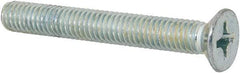 Value Collection - M6x1.00 Metric Coarse, 45mm OAL Phillips Drive Machine Screw - Flat Head, Grade 4.8 Steel, Zinc-Plated Finish, Without Washer - Industrial Tool & Supply