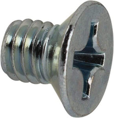 Value Collection - M6x1.00 Metric Coarse, 8mm OAL Phillips Drive Machine Screw - Flat Head, Grade 4.8 Steel, Zinc-Plated Finish, Without Washer - Industrial Tool & Supply