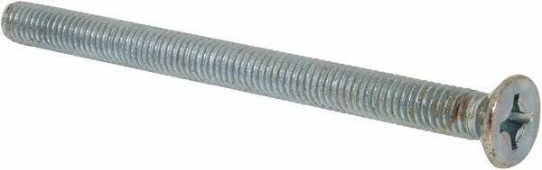 Value Collection - M6x1.00 Metric Coarse, 80mm OAL Phillips Drive Machine Screw - Flat Head, Grade 4.8 Steel, Zinc-Plated Finish, Without Washer - Industrial Tool & Supply