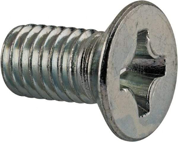 Value Collection - M8x1.25 Metric Coarse, 16mm OAL Phillips Drive Machine Screw - Flat Head, Grade 4.8 Steel, Zinc-Plated Finish, Without Washer - Industrial Tool & Supply