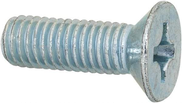 Value Collection - M8x1.25 Metric Coarse, 25mm OAL Phillips Drive Machine Screw - Flat Head, Grade 4.8 Steel, Zinc-Plated Finish, Without Washer - Industrial Tool & Supply
