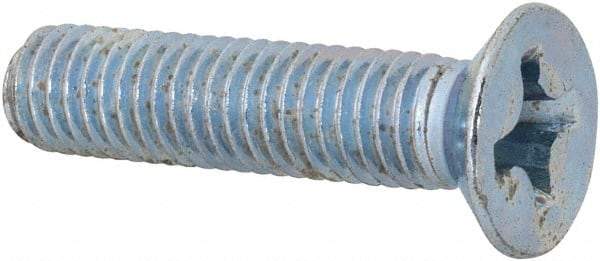 Value Collection - M8x1.25 Metric Coarse, 35mm OAL Phillips Drive Machine Screw - Flat Head, Grade 4.8 Steel, Zinc-Plated Finish, Without Washer - Industrial Tool & Supply