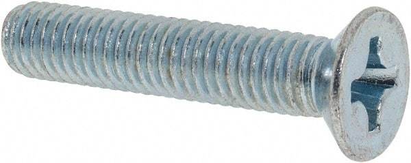 Value Collection - M8x1.25 Metric Coarse, 40mm OAL Phillips Drive Machine Screw - Flat Head, Grade 4.8 Steel, Zinc-Plated Finish, Without Washer - Industrial Tool & Supply