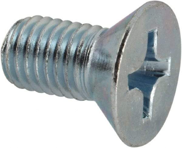 Value Collection - 1/4-28 UNF, 1/2" OAL Phillips Drive Machine Screw - Flat Head, Grade J82 Steel, Zinc-Plated Finish, Without Washer - Industrial Tool & Supply