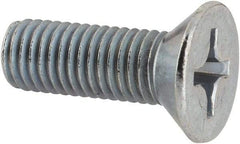 Value Collection - 1/4-28 UNF, 3/4" OAL Phillips Drive Machine Screw - Flat Head, Grade J82 Steel, Zinc-Plated Finish, Without Washer - Industrial Tool & Supply