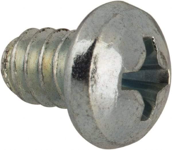 Value Collection - #10-24 UNC, 1/4" Length Under Head Phillips Drive Machine Screw - Round Head, Grade J82 Steel, Zinc-Plated Finish, Without Washer - Industrial Tool & Supply