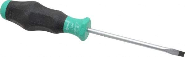 Wera - 198mm OAL Standard Slotted Screwdriver - 100mm Blade Length, Round Shank, Ergonomic Handle - Industrial Tool & Supply