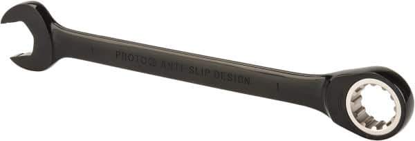 Proto - 1" 12 Point Combination Wrench - 15° Head Angle, 12-3/4" OAL, Steel, Black Chrome Finish - Industrial Tool & Supply