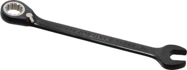 Proto - 14mm 12 Point Combination Wrench - 15° Head Angle, 7-1/2" OAL, Steel, Black Chrome Finish - Industrial Tool & Supply