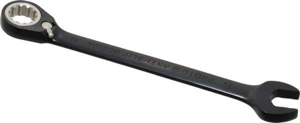 Proto - 15mm 12 Point Combination Wrench - 15° Head Angle, 7-7/8" OAL, Steel, Black Chrome Finish - Industrial Tool & Supply