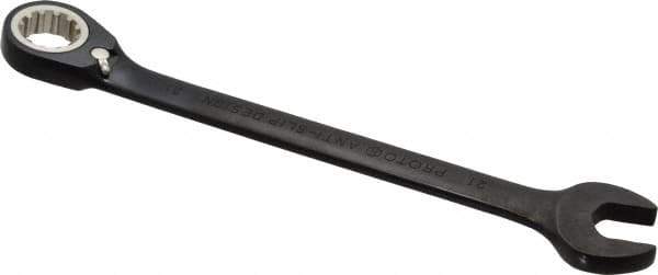Proto - 21mm 12 Point Combination Wrench - 15° Head Angle, 11-7/16" OAL, Steel, Black Chrome Finish - Industrial Tool & Supply